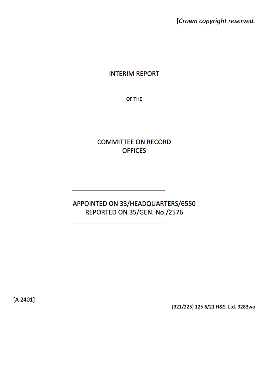 Interim Report on Record Offices